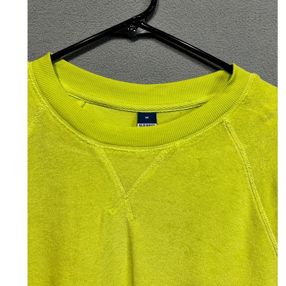 Old Navy Women Size Medium Neon Green Velour Crewneck Sweatshirt Pullover - Picture 3 of 6